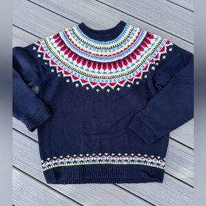 Lands' End Blue and Yellow Knit Sweater